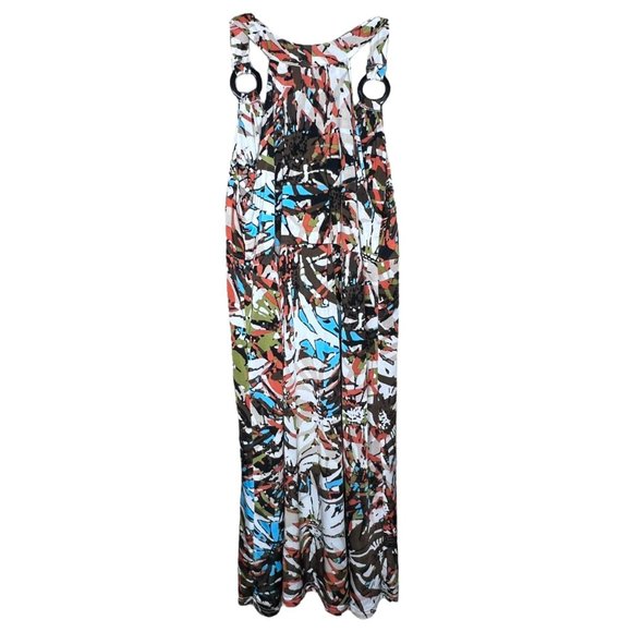 Studio West Apparel Sleeveless Maxi Dress Abstract Pattern Brown Blue Size XL - Picture 4 of 5